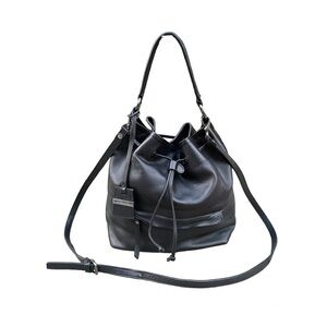Asia Belluci black leather bucket bag purse